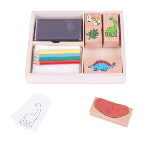 Bigjigs, zestaw stempelków Dino