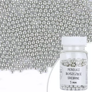 Posypka cukrowa PEREŁKI BŁYSZCZĄCE SREBRNE ⌀ 5 mm Sweet Decor, 40 g - Dodatki do ciast w proszku - miniaturka - grafika 1