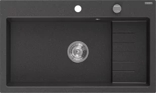 Mexen Omar zlewozmywak granitowy 1-komorowy 800 x 480 mm, czarny nakrapiany, syfon chrom - 6520801005-76 - Zlewozmywaki - miniaturka - grafika 1