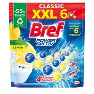 Środki do WC - Zapachowe zawieszki do WC z efektem odświeżacza powietrza Bref Power Aktiv Lemon, 6x50g - miniaturka - grafika 1