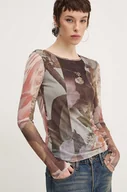 Bluzki damskie - Desigual longsleeve CARSON damski kolor beżowy 24WWTK59 - miniaturka - grafika 1