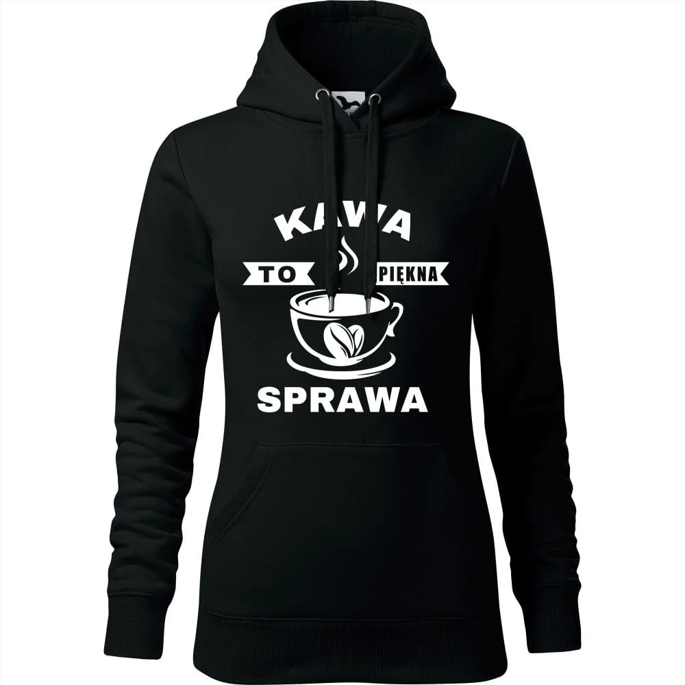 Damska Bluza Z Kapturem - Kawa To Piękna Sprawa Czarny Xl
