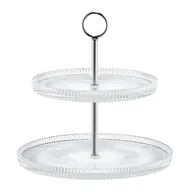 Tace i patery - Szklana patera 2-poziomowa 24 x 24 cm srebrny - miniaturka - grafika 1