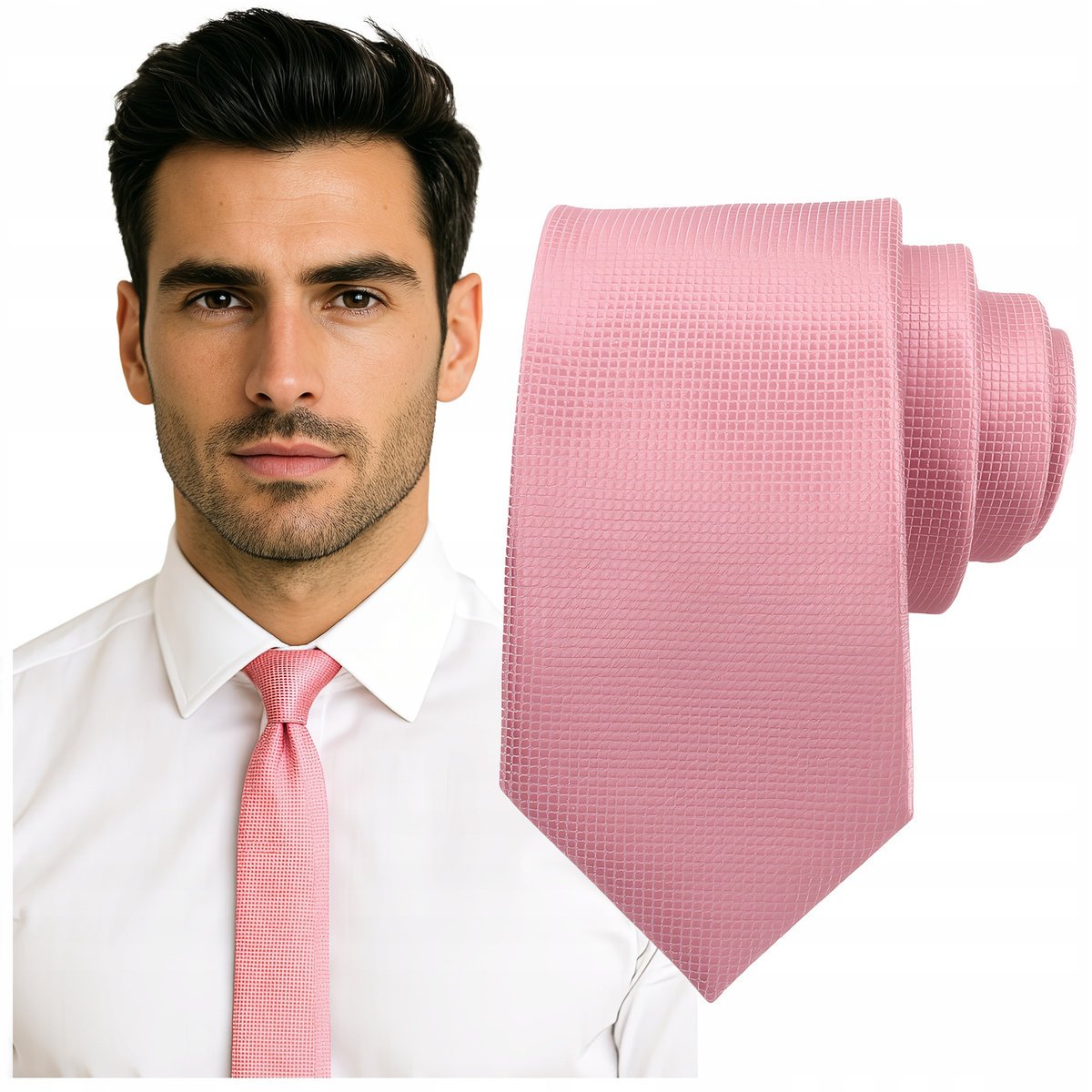 Krawat męski klasyczny - jasnorożowy