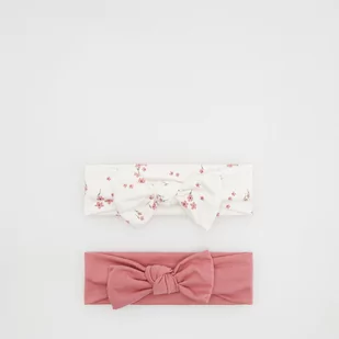 Reserved - Elastyczna opaska z kokardką 2 pack - Różowy - Czapeczki dla niemowląt - miniaturka - grafika 1