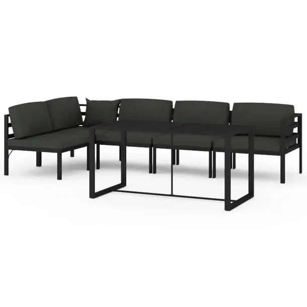Zestaw Wypoczynkowy do Ogrodu z Aluminiową Ramą, Modułowy, Antracytowy,