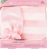Kosmetyki do kąpieli - Brushworks Luxury Hair Towel & Shower Cap - zestaw do włosów - miniaturka - grafika 1