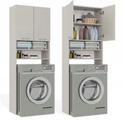 Szafki łazienkowe - Szafka Łazienkowa na Pralkę POLA DK KASZMIR BEŻ Regał Słupek 180X64X30 - miniaturka - grafika 1