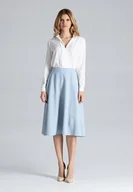 Spódnice - Elegancka SPÓDNICA rozkloszowana KRYTY ZAMEK niebieska XL - miniaturka - grafika 1