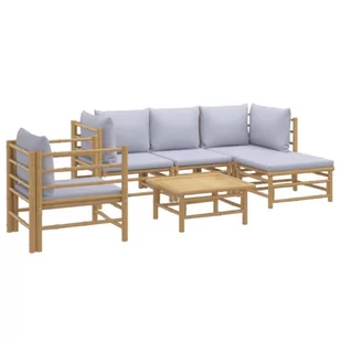 6-cz. zestaw mebli do ogrodu, jasnoszare poduszki, bambus vidaXL - Meble ogrodowe - miniaturka - grafika 4