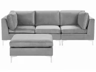 Sofy i kanapy - Sofa modułowa 3-osobowa z otomaną welurowa szara EVJA - miniaturka - grafika 1