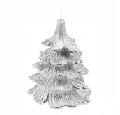 Świece - Świeca świąteczna świeczka choinka 10cm srebrna x1 - miniaturka - grafika 1