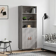 Witryny - vidaXL Witrynka szary dąb sonoma 69,5x34x180cm materiał drewnopochodny - miniaturka - grafika 1