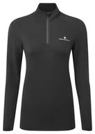 Bluzy sportowe damskie - RONHILL Bluza biegowa damska CORE THERMAL 1/2 ZIP TEE black/bright white - miniaturka - grafika 1