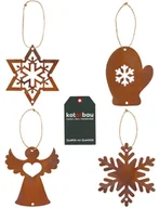 Bombki - KOTARBAU® zestaw 4 wiszących ozdób świątecznych z ekorostu 10cm gwiazda anioł rękawiczka śnieżnobiała bombki choinkowe bombki choinkowe figurki rdza Boże Narodzenie - miniaturka - grafika 1