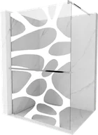 Ścianki i drzwi prysznicowe - Mexen Kioto+ ścianka prysznicowa z półką Walk-in 100 x 200 cm, biały wzór, chrom - 800-100-121-01-97 - miniaturka - grafika 1