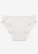 Majtki damskie - Białe Bawełniane Majtki Figi z Koronką Mergea - miniaturka - grafika 1