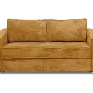 Sofy i kanapy - Kanapa 4-osobowa rozkładana typu express z żółtego musztardowego sztruksu - Miejsce do spania z szerokimi listewkami 160 cm - Materac 22 cm z pamięcią - miniaturka - grafika 1