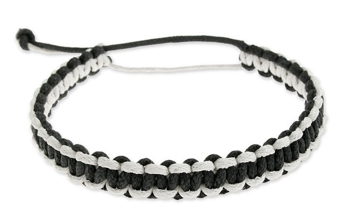 Męska Bransoletka Pleciona Black And White