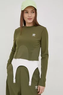 Koszulki i topy damskie - Adidas Originals longsleeve Always Original damski kolor zielony - grafika 1