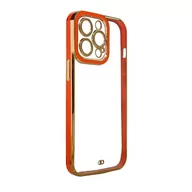 Etui i futerały do telefonów - Fashion Case etui do iPhone 12 Pro Max żelowy pokrowiec ze złotą ramką czerwony - miniaturka - grafika 1