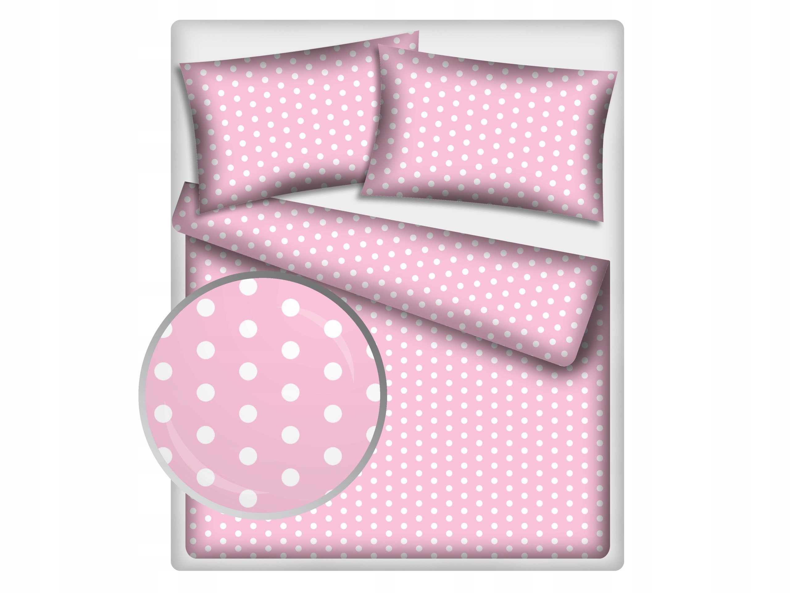 Pościel dziecięca 200x160 80x70 różowa w białe