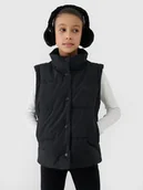 Kurtki i płaszcze dla dziewczynek - 4F Bezrękawnik puchowy z wypełnieniem syntetycznym dziewczęcy - czarny 122 (6-7 lat) - miniaturka - grafika 1