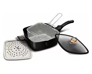 Berlinger Haus PATELNIA 24cm Z KOSZEM I PŁYTĄ PAROWĄ 4 EL. BLACK ROSE BH-6792T BH-6792T - Patelnie - miniaturka - grafika 1
