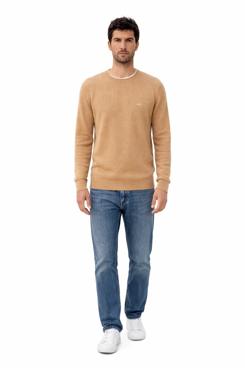 BOSS SWETER MĘSKI WEŁNIANY BRĄZOWY GŁADKI OKRĄGŁY DEKOLT M 1I3A