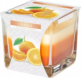 Świece - Bispol Aura Trójkolorowa świeca zapachowa w szkle Pomarańcza św9 - grafika 1