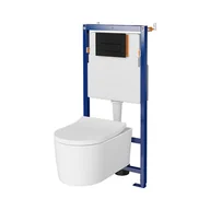 Stelaże i zestawy podtynkowe do WC - Cersanit Tech Line Opti Set B649 Zestaw Toaleta WC bez kołnierza + deska wolnoopadająca + stelaż podtynkowy WC + przycisk spłukujący WC S701-675 - miniaturka - grafika 1