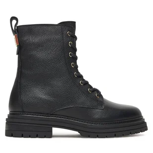Trzewiki Tommy Hilfiger Th Plaque Pebble Lace Boot Warm FW0FW08767 Czarny - Botki damskie - miniaturka - grafika 1
