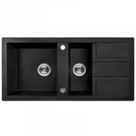 Zlewozmywaki - LAVEO SBB 731T BARBADOS Zlewozmywak granitowy 1,5 komory z ociekaczem Wymiary: 480x1000x185 mm Kolor: czarny - miniaturka - grafika 1