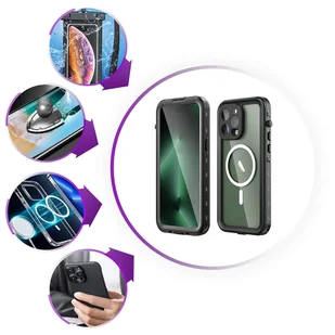 Etui Wodoodporne Alogy IP68 Case z przezroczystym tyłem Pancerna obudowa 360 do MagSafe do Apple iPhone 14 Pro Max - Etui i futerały do telefonów - miniaturka - grafika 6