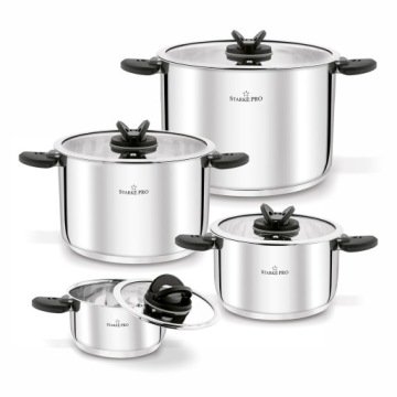 Zestaw, komplet, garnków ze stali nierdzewnej Starke Pro Secare 8 elementów
