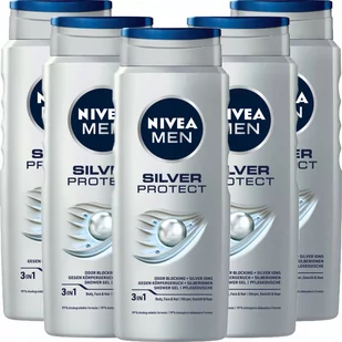 Nivea Men, Silver Protect, Żel Pod Prysznic, 5x500ml - Kosmetyki do kąpieli - miniaturka - grafika 1