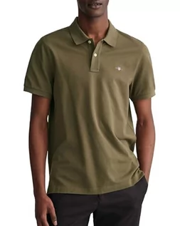 Koszulki męskie - GANT Męska koszulka polo Reg Shield Ss Pique Polo, Juniper Green, XXL - grafika 1