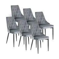 Krzesła - Zestaw 6 Krzeseł Tapicerowanych Welurowych Komplet Do Jadalni Szare Cork - miniaturka - grafika 1