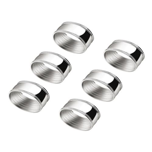 Pierścionek z materiału owalny zestaw 6 szt. 5,5 x 4,2 cm posrebrzany