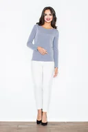 Swetry damskie - Sweter damski z wiązaniem z tyłu - szary M244 rozmiar L - miniaturka - grafika 1