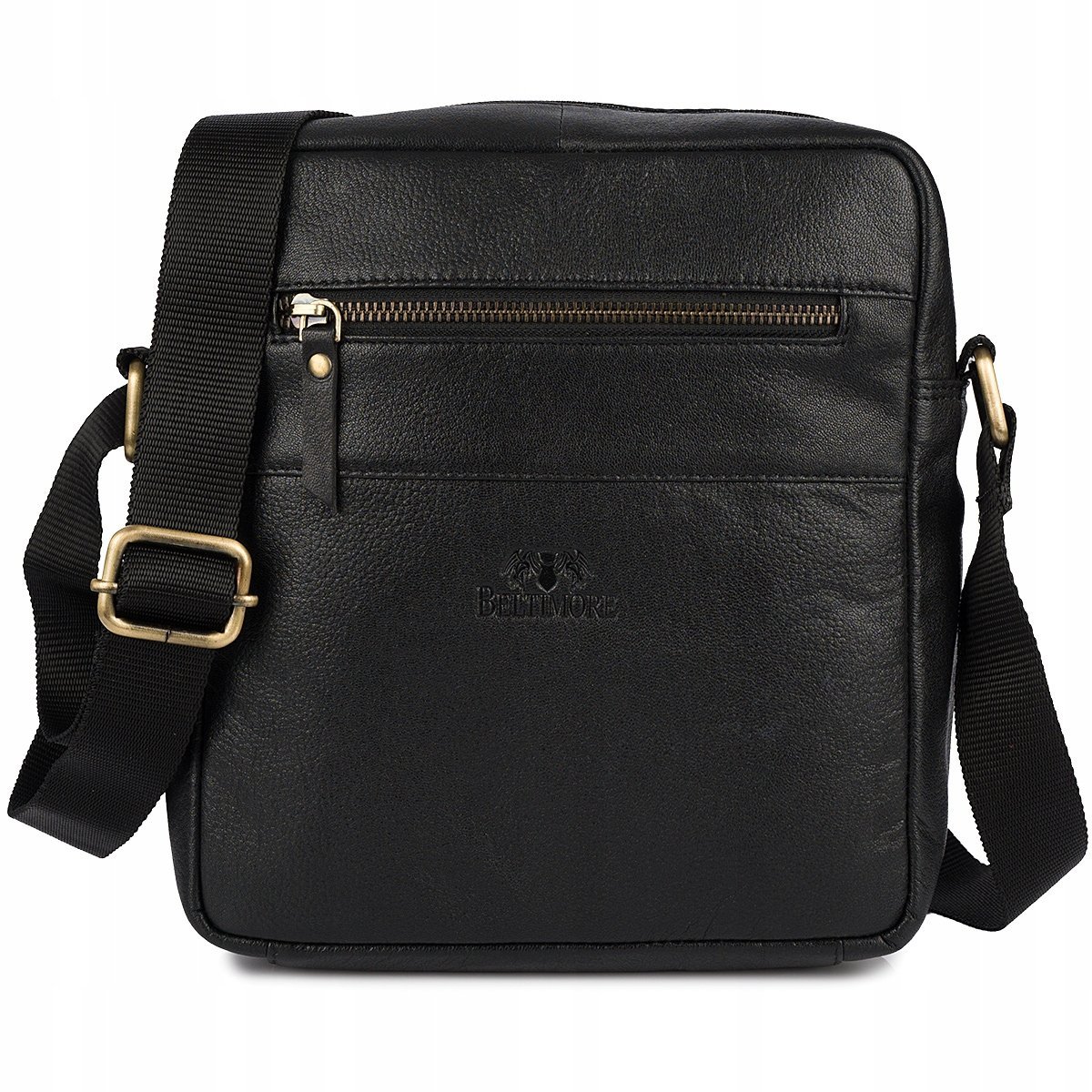Męska torba skórzana na ramię listonoszka sportowa mocna czarna Beltimore