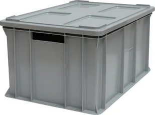 Artech Pojemnik transportowy EURO 300 z pokrywą, dno i ścianki pełne wym. 600 x 400 x 300 mm szary - Pojemniki przemysłowe - miniaturka - grafika 1