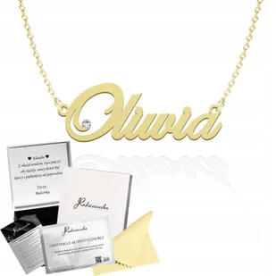 Złoty Naszyjnik z imieniem Oliwia SREBRO 925 Łańcuszek ŻYCZENIA GRATIS - Łańcuszki - miniaturka - grafika 1