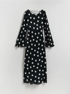 Reserved - Sukienka maxi w groszki - czarny - Sukienki - miniaturka - grafika 1