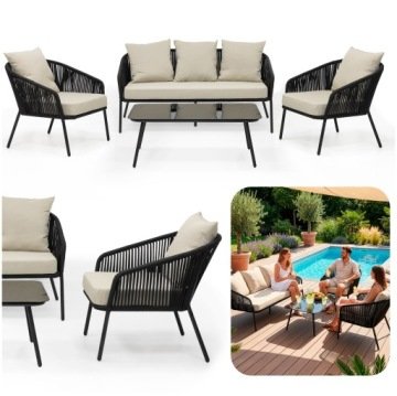 Springos Meble Ogrodowe Zestaw Sofa Fotel Stalowe