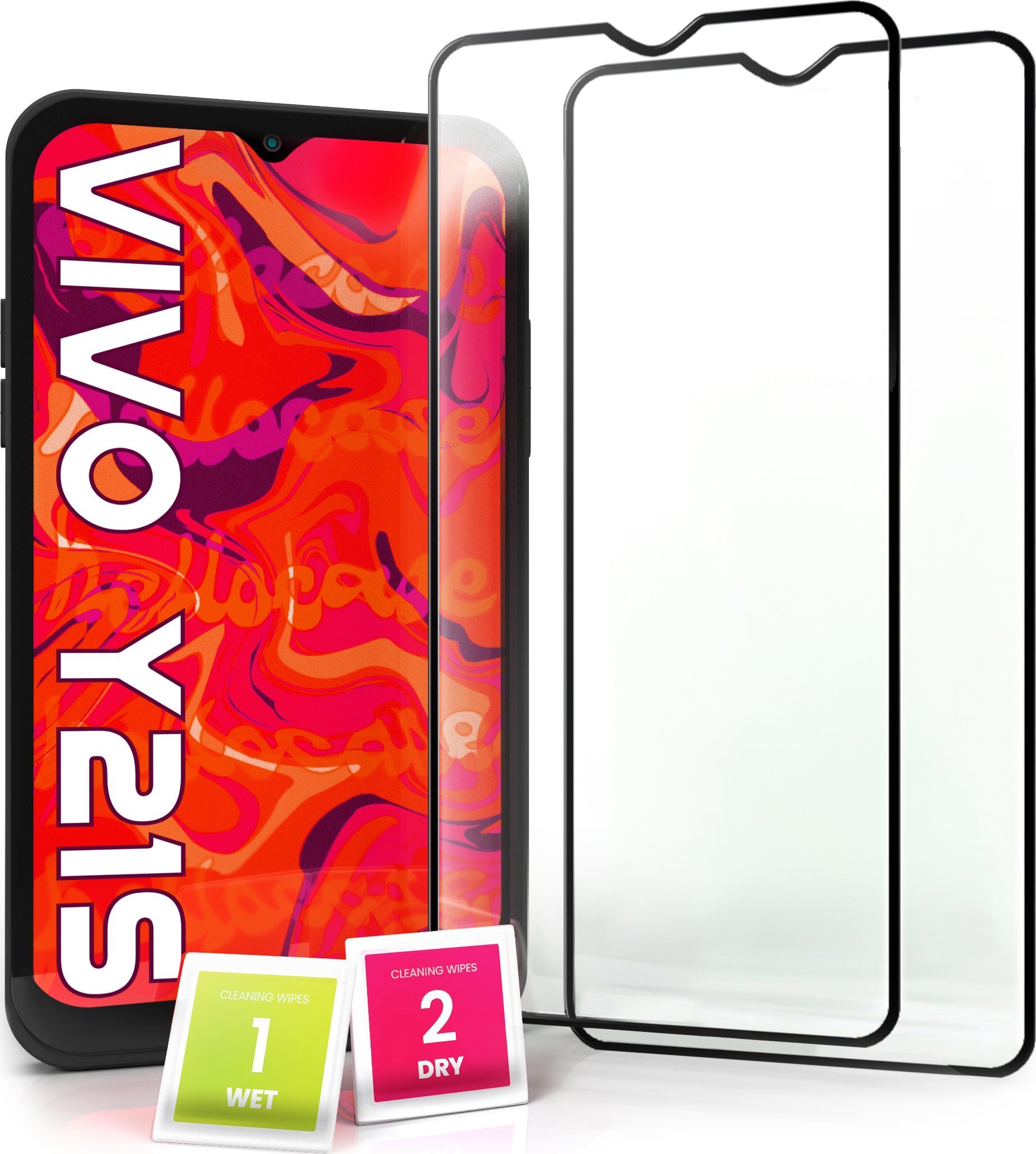 Hello Case 2-pak Szkło Hartowane do Vivo Y21S Ochronne Pełne Na cały ekran 5D 9H