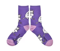 Skarpetki damskie - Moomintroll & pierścień do kostki damskie skarpety Muminki, fioletowe, EU 36-42, Fioletowy, różowy (Baby Pink) - miniaturka - grafika 1