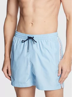Kąpielówki męskie - Calvin Klein Swimwear Szorty kąpielowe KM0KM00789 Niebieski Regular Fit - grafika 1
