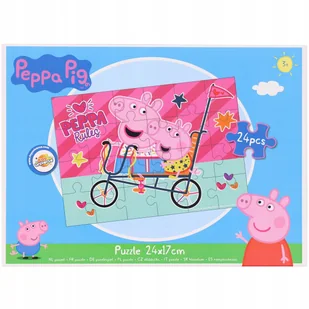 PUZZLE Nickelodeon  24 SZT ŚWINKA PEPPA PIG 24 X 17 CM ROWEROWY RAJD - Puzzle - miniaturka - grafika 1