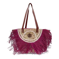 Torebki damskie - Różowa Torebka Damska Sca'Viola Koszyk W Stylu Boho - miniaturka - grafika 1